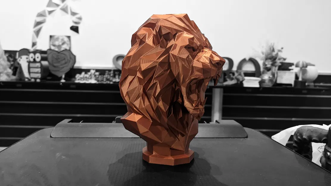 Tượng Đầu Sư Tử Hình Khối Học (Geometric Lion Bust) - Image 3