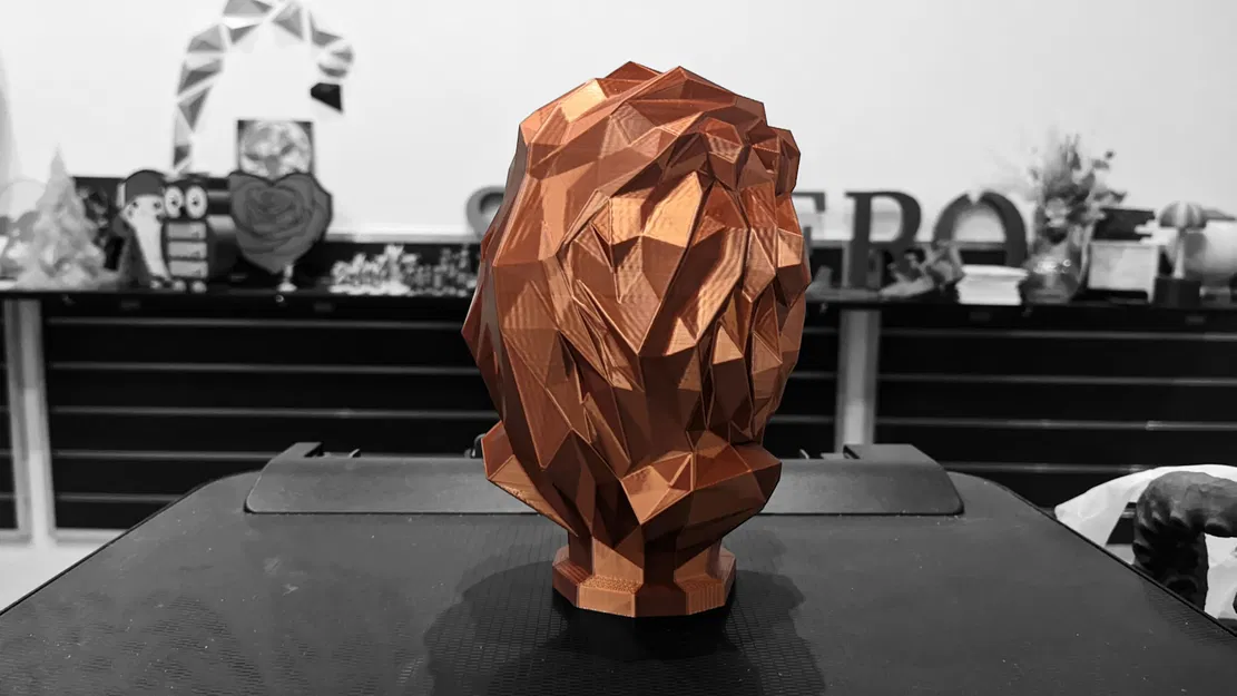 Tượng Đầu Sư Tử Hình Khối Học (Geometric Lion Bust) - Image 4