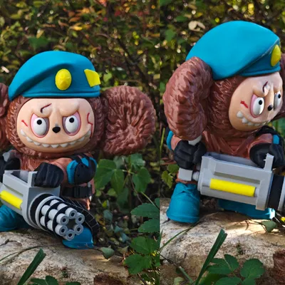 Mô hình Laburator - Cheburashka Labubu với súng minigun