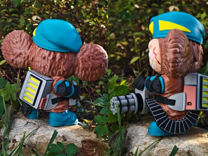 Mô hình Laburator - Cheburashka Labubu với súng minigun - Image 3