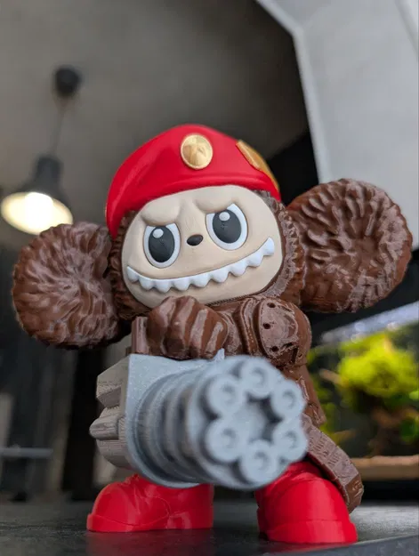 Mô hình Laburator - Cheburashka Labubu với súng minigun - Image 9