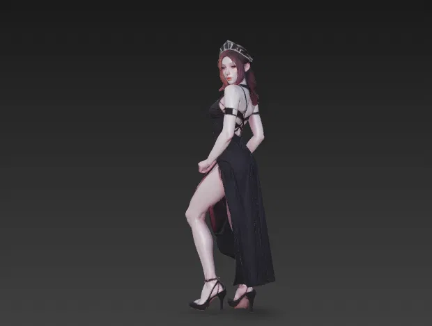 STL Nữ Hoàng Fantasy | Mô Hình In 3D Người Phụ Nữ Sang Trọng Với Váy & Vương Miện - Image 2