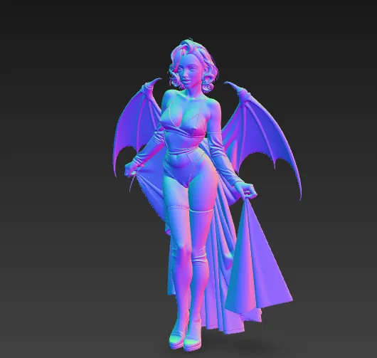 Vampire Bat Girl STL - Mô Hình Fantasy Nữ Wings và Cape In 3D - Image 3