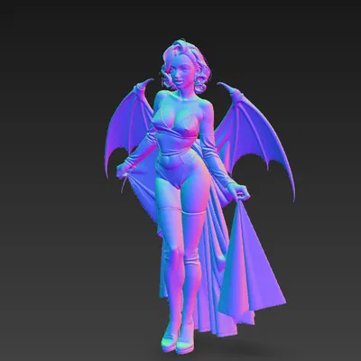 Vampire Bat Girl STL - Mô Hình Fantasy Nữ Wings và Cape In 3D