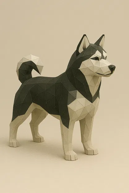Mô hình 3D Husky Siberia Phong cách Low Poly - Image 1