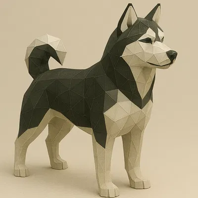 Mô hình 3D Husky Siberia Phong cách Low Poly