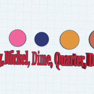 Tiền giả cho máy bán kẹo gum (đồng xu penny, nickel, dime, quarter, dollar)