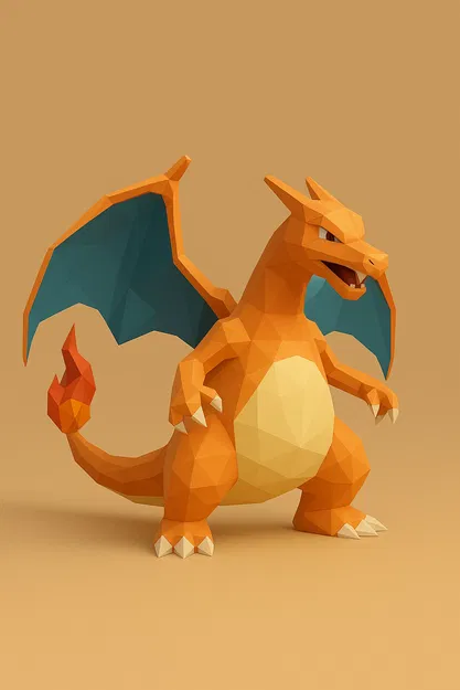 Charizard – Mô Hình 3D Low Poly - Image 1