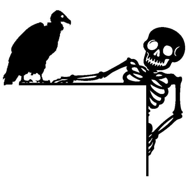 Góc Cửa Halloween: Chim Kền Kền và Bộ Xương Đáng Sợ - Image 1