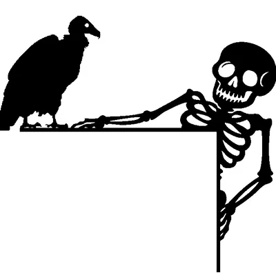 Góc Cửa Halloween: Chim Kền Kền và Bộ Xương Đáng Sợ