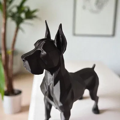 Tượng Chó Great Dane Low Poly Canh Gác