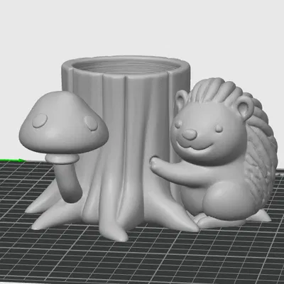 Khúc Gỗ Tròn, Nhím Rừng & Nấm - Hộp / Khay Đựng Bút