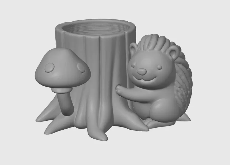 Khúc Gỗ Tròn, Nhím Rừng & Nấm - Hộp / Khay Đựng Bút - Image 3