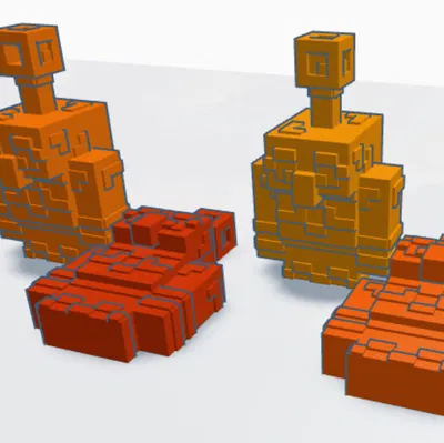 Mô Hình Minecraft Copper Golem Chi Tiết Cao (Móc Khóa hoặc Tượng, In 1 Lần/Tiêu Chuẩn)