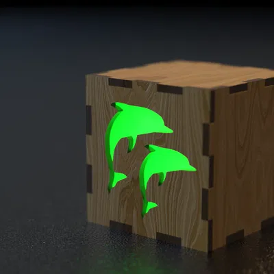 Khối Lập Phương Cá Heo Cắt Laser Đèn LED