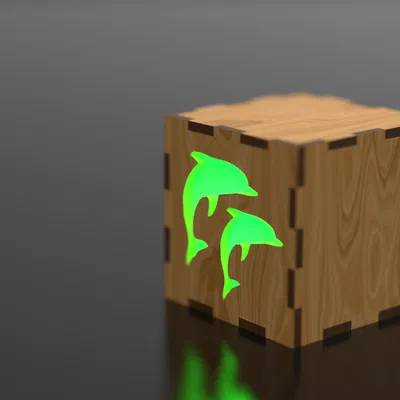 Khối Lập Phương Cá Heo Cắt Laser Đèn LED