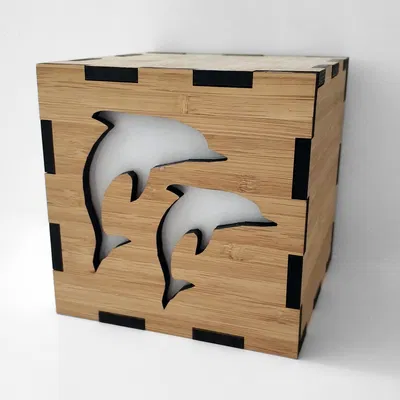 Khối Lập Phương Cá Heo Cắt Laser Đèn LED