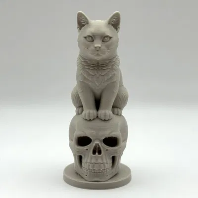 Mô Hình Mèo Ngồi Trên Đầu Lâu