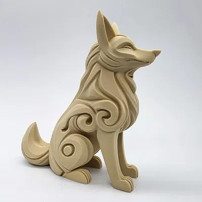 Sói Tự Hào Chạm Khắc Gỗ