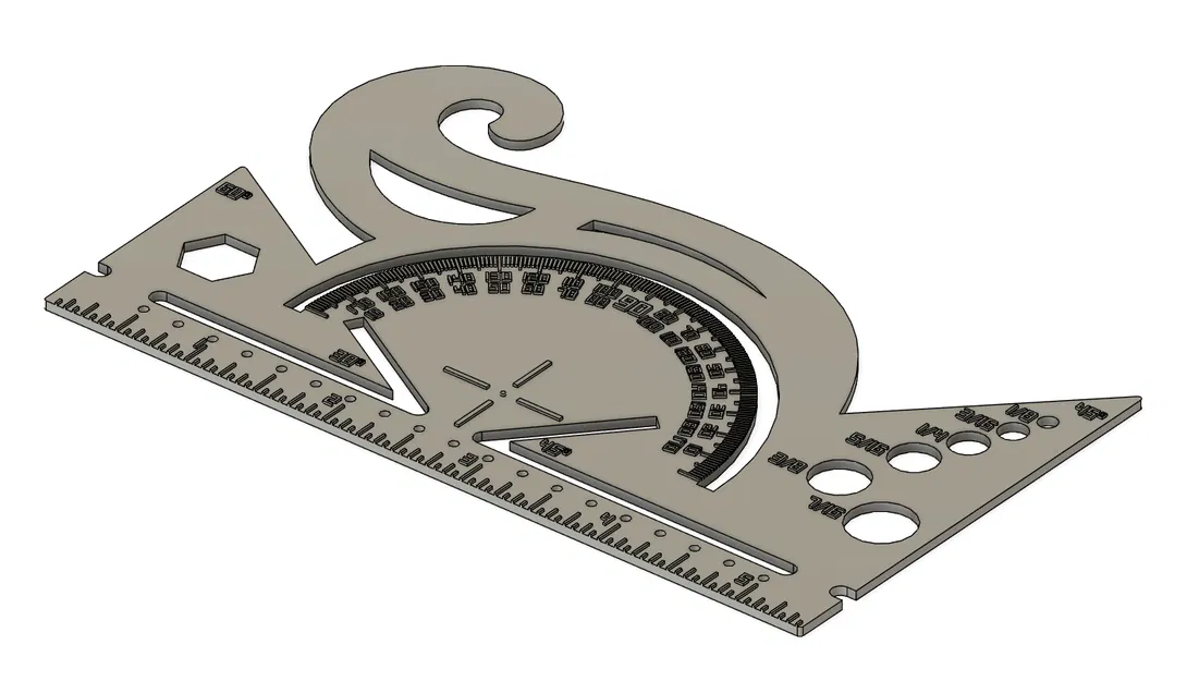 Thước Đo Cong Hình Pháp Có Giác Đo Góc, Thước Kẻ Và Vòng Tròn - Image 2