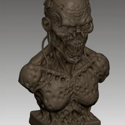 Tượng Đầu Zombie Cyborg Ghê Rợn – Tác Phẩm Điêu Khắc Kinh Dị Khoa Học Viễn Tưởng – Halloween