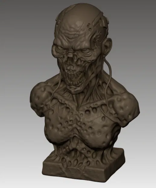 Tượng Đầu Zombie Cyborg Ghê Rợn – Tác Phẩm Điêu Khắc Kinh Dị Khoa Học Viễn Tưởng – Halloween - Image 3