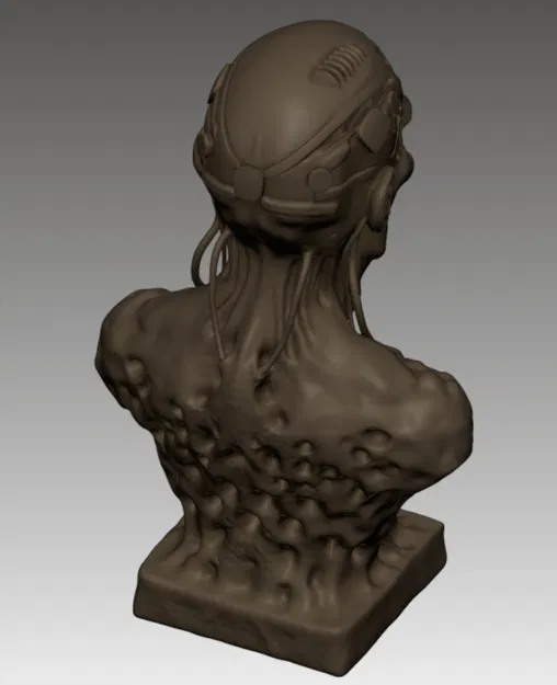 Tượng Đầu Zombie Cyborg Ghê Rợn – Tác Phẩm Điêu Khắc Kinh Dị Khoa Học Viễn Tưởng – Halloween - Image 4