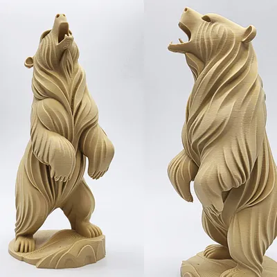 Tượng Gấu Xám Gỗ Tự Nhiên