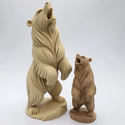 Tượng Gấu Xám Gỗ Tự Nhiên