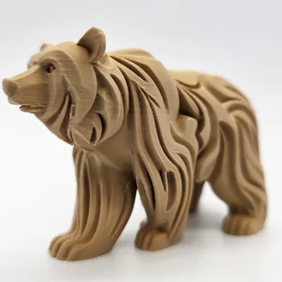 Tượng Gấu Đi Bộ Chạm Khắc Gỗ