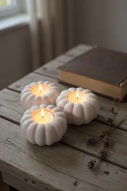 Chân nến LED hình bí ngô mùa thu cho 3 cây nến - Image 1