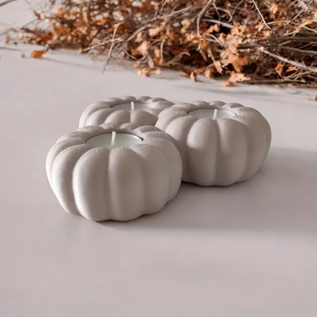 Chân nến LED hình bí ngô mùa thu cho 3 cây nến - Image 3