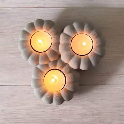 Chân nến LED hình bí ngô mùa thu cho 3 cây nến