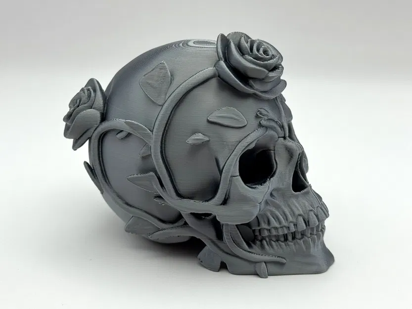 Mô Hình Đầu Lâu Cành Hoa Hồng 3D - Image 1