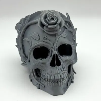 Mô Hình Đầu Lâu Cành Hoa Hồng 3D