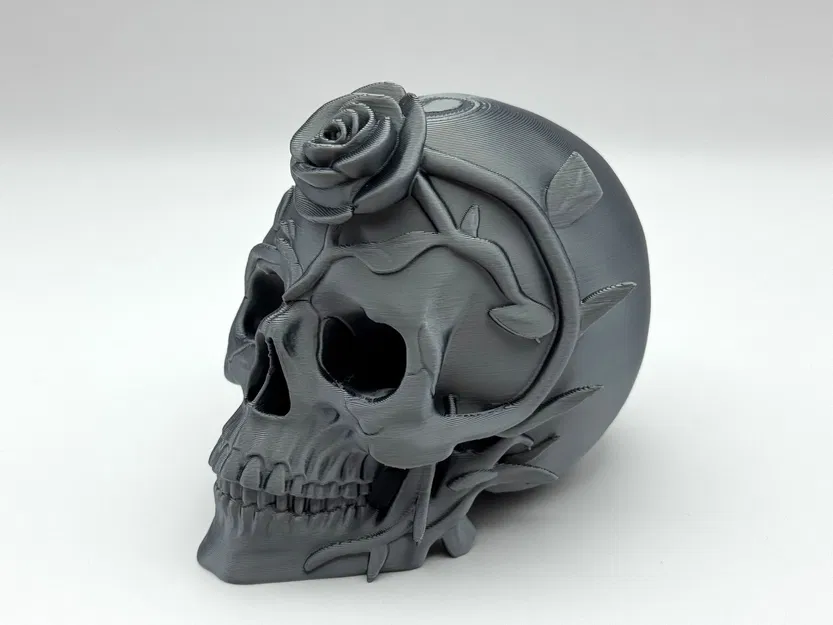 Mô Hình Đầu Lâu Cành Hoa Hồng 3D - Image 3