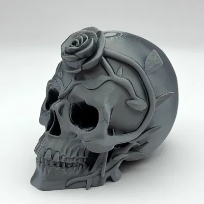 Mô Hình Đầu Lâu Cành Hoa Hồng 3D