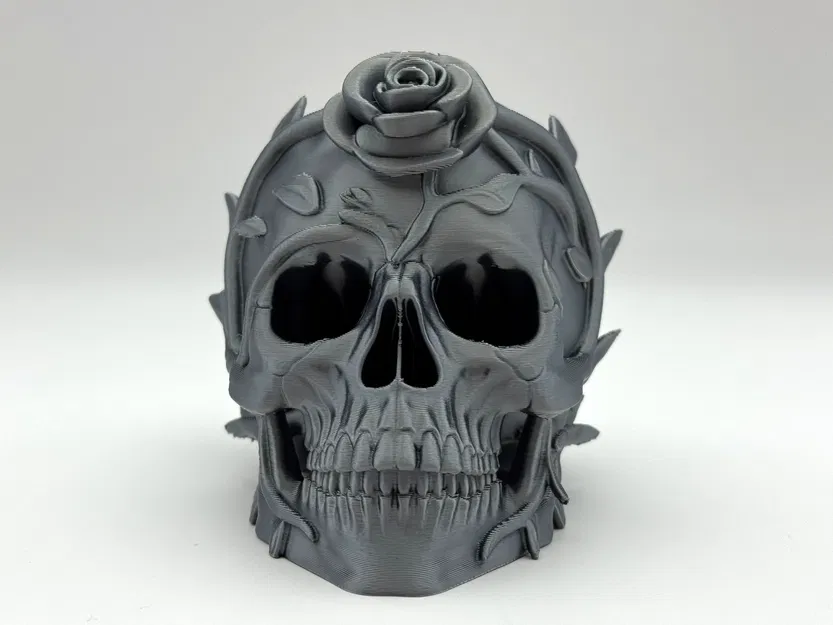 Mô Hình Đầu Lâu Cành Hoa Hồng 3D - Image 4