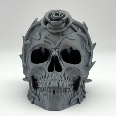 Mô Hình Đầu Lâu Cành Hoa Hồng 3D