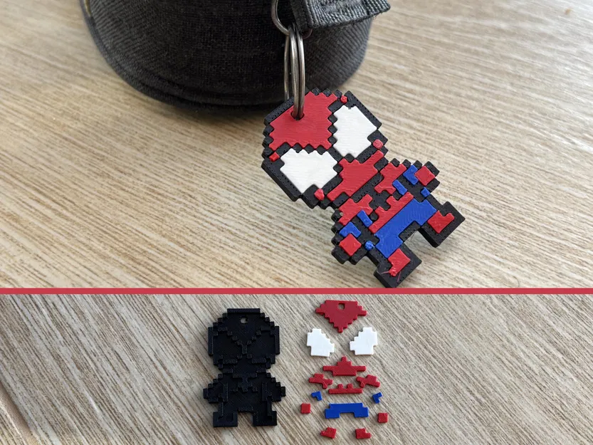 Móc Khóa Spider-Man 8-bit Nhiều Bộ Phận – Lắp Ráp Dễ Dàng Không Cần Keo - Image 1