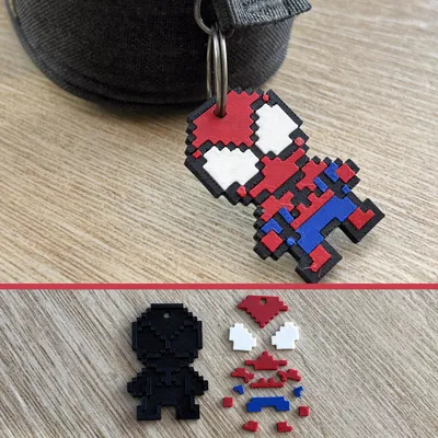 Móc Khóa Spider-Man 8-bit Nhiều Bộ Phận – Lắp Ráp Dễ Dàng Không Cần Keo