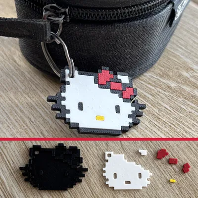 Móc Khóa Hello Kitty 8-bit Lắp Ráp Đa Mảnh – Dễ Dàng Không Cần Keo