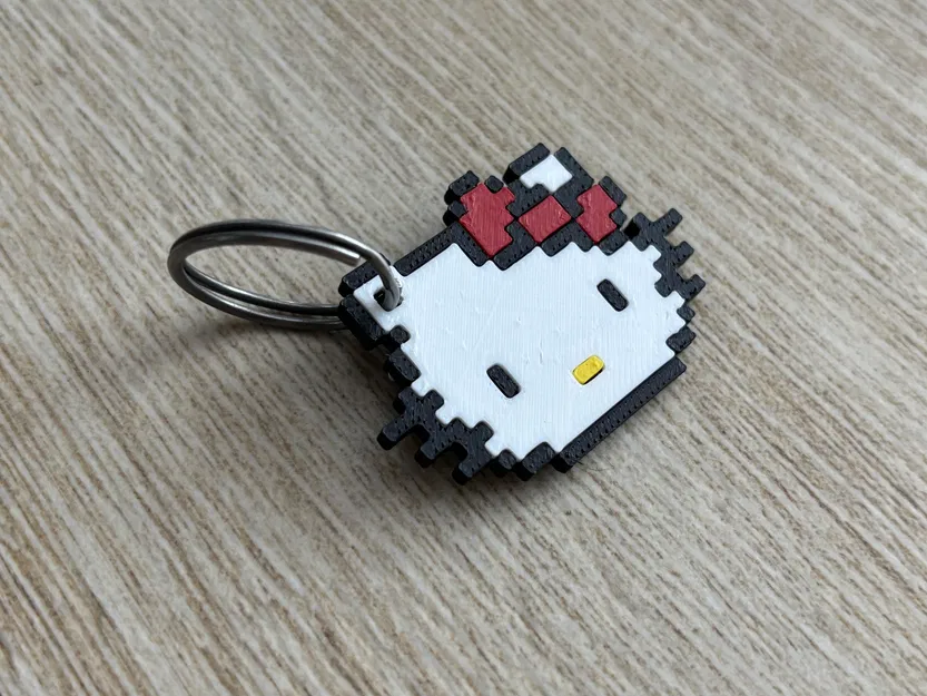 Móc Khóa Hello Kitty 8-bit Lắp Ráp Đa Mảnh – Dễ Dàng Không Cần Keo - Image 2