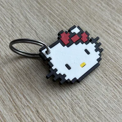 Móc Khóa Hello Kitty 8-bit Lắp Ráp Đa Mảnh – Dễ Dàng Không Cần Keo