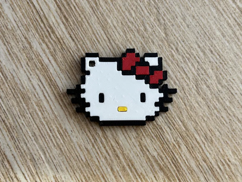 Móc Khóa Hello Kitty 8-bit Lắp Ráp Đa Mảnh – Dễ Dàng Không Cần Keo - Image 4