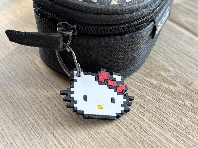 Móc Khóa Hello Kitty 8-bit Lắp Ráp Đa Mảnh – Dễ Dàng Không Cần Keo - Image 5