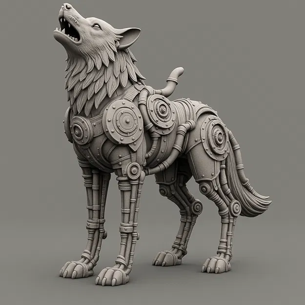 Sói Steampunk Đang Tru - Image 1