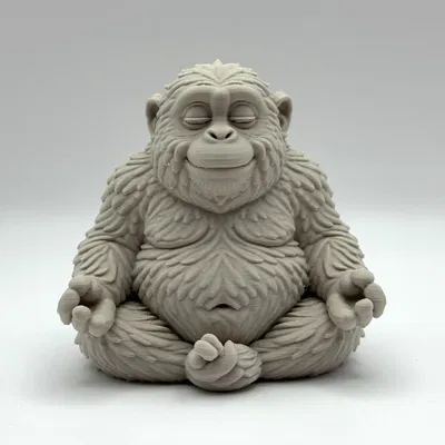 Khỉ Zen Lông Xù - Mẫu 3D