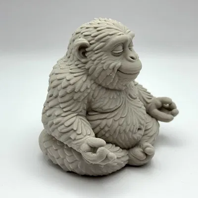 Khỉ Zen Lông Xù - Mẫu 3D