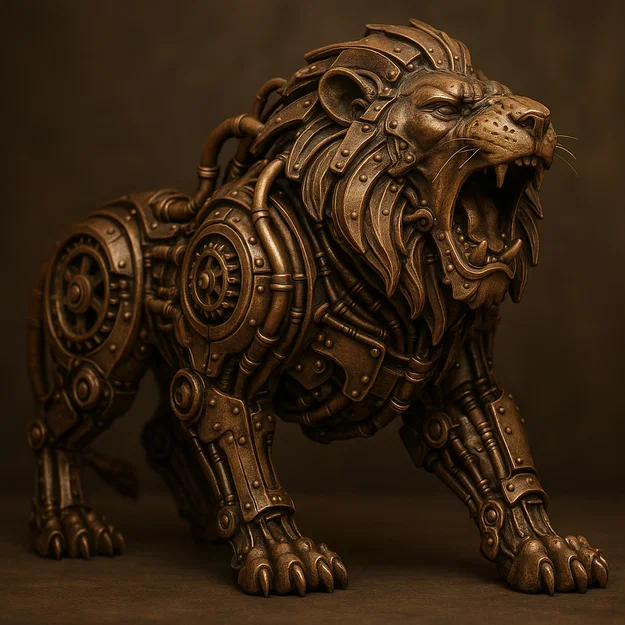 Sư Tử Cơ Khí Phong Cách Steampunk - Image 1